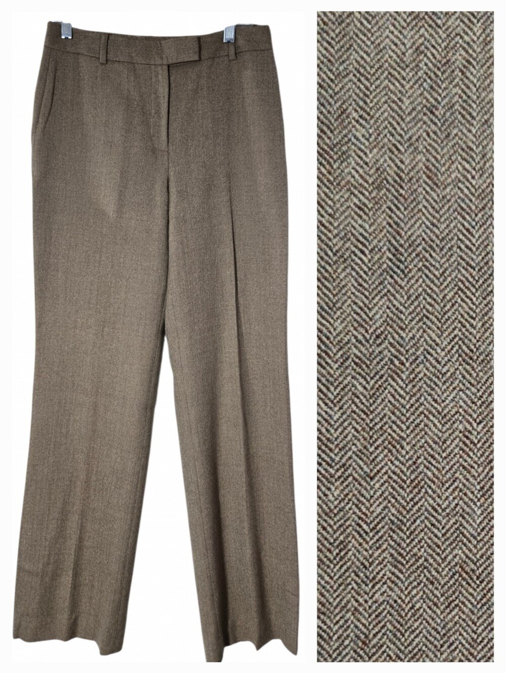 Brooks Brothers 100% Wool Trousers Brown Flare Leg Pants Lined Sz 2